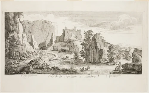 Veue de la Fontaine de Vaucluse by Joseph Parrocel, print, 1666-1704