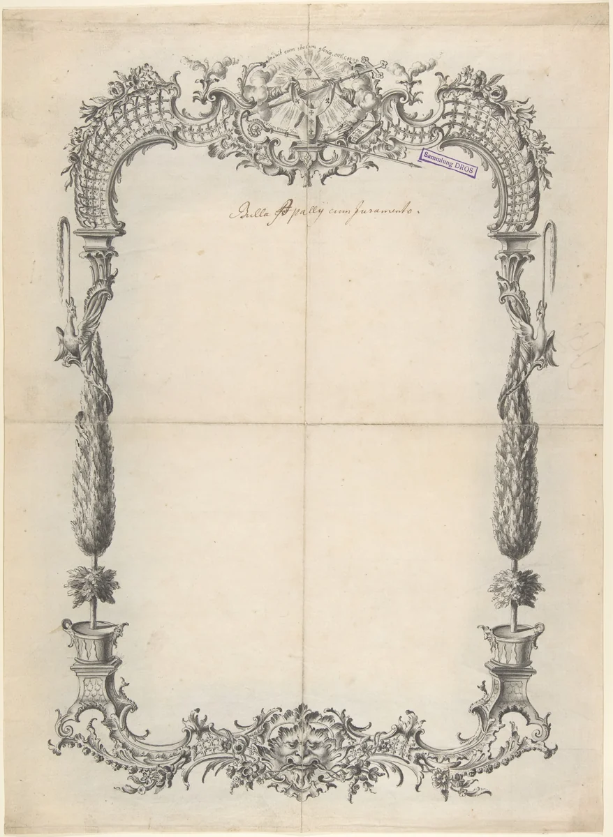 Design for Frame with Trees and Trellises by Johann Oktavian Salver, drawing, 1755