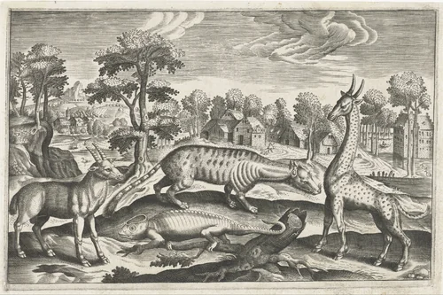Exotische dieren by anonymous, print, 1595-1652