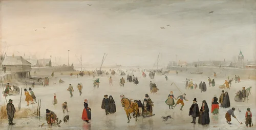 A Scene on the Ice by Hendrick Avercamp, painting, 1625