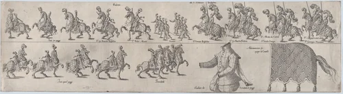 Plate depicting Ottavio Buffalino, from a series of twelve showing knights and their attendants dressed for a tournament (plate 5) by anonymous, print, 1565