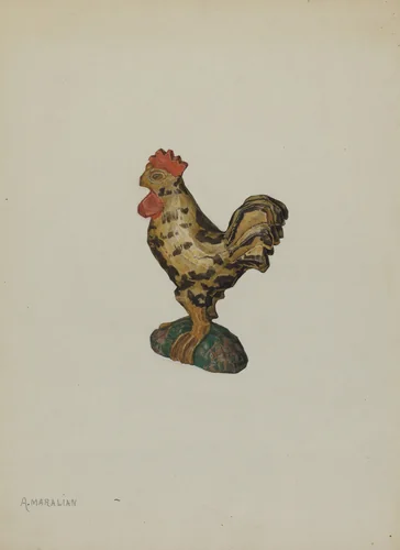 Pa. German Rooster Figurine by Arsen Maralian, index of american design, 1939