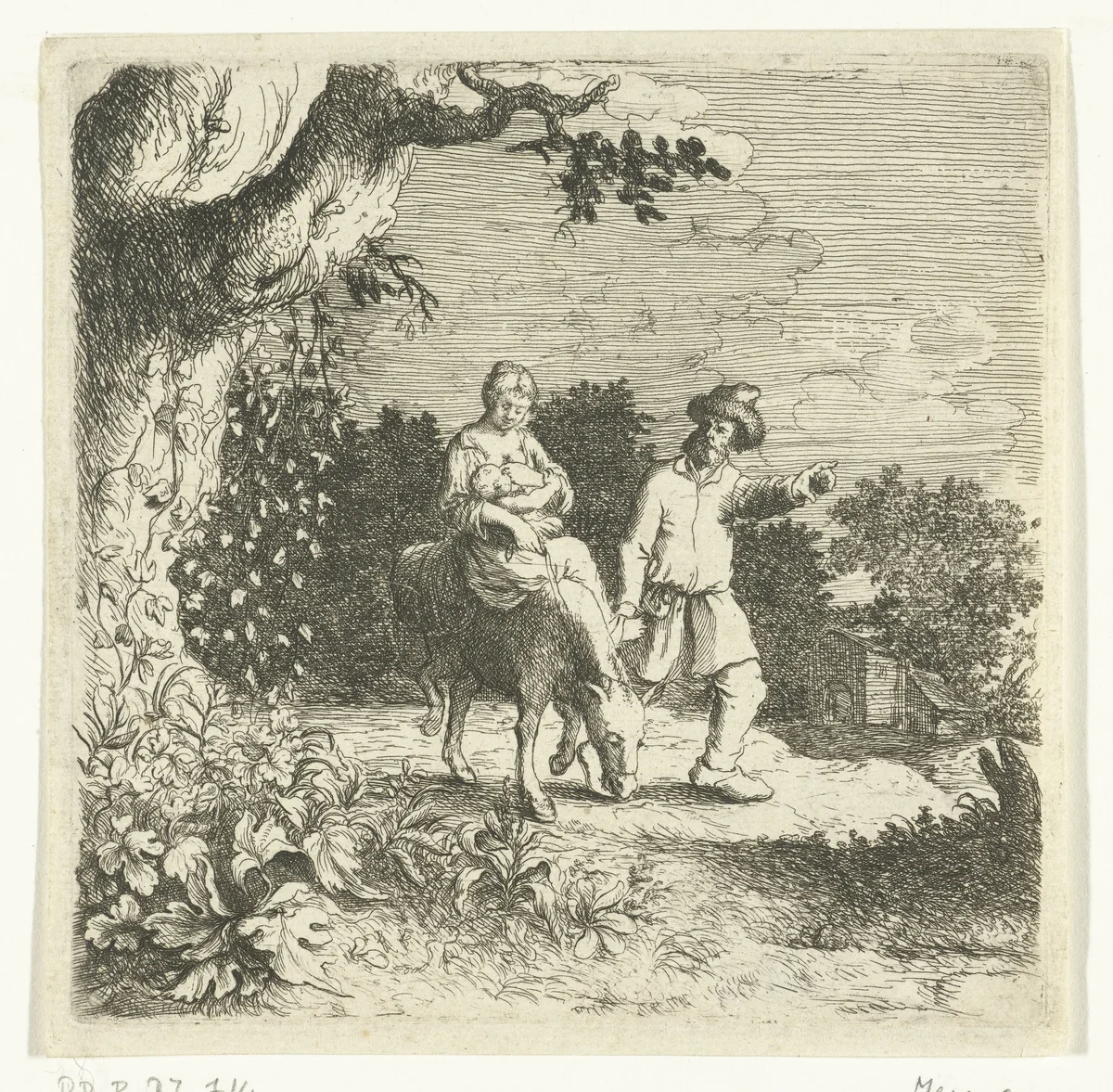 De vlucht naar Egypte by Willem Basse, print, 1633-1672