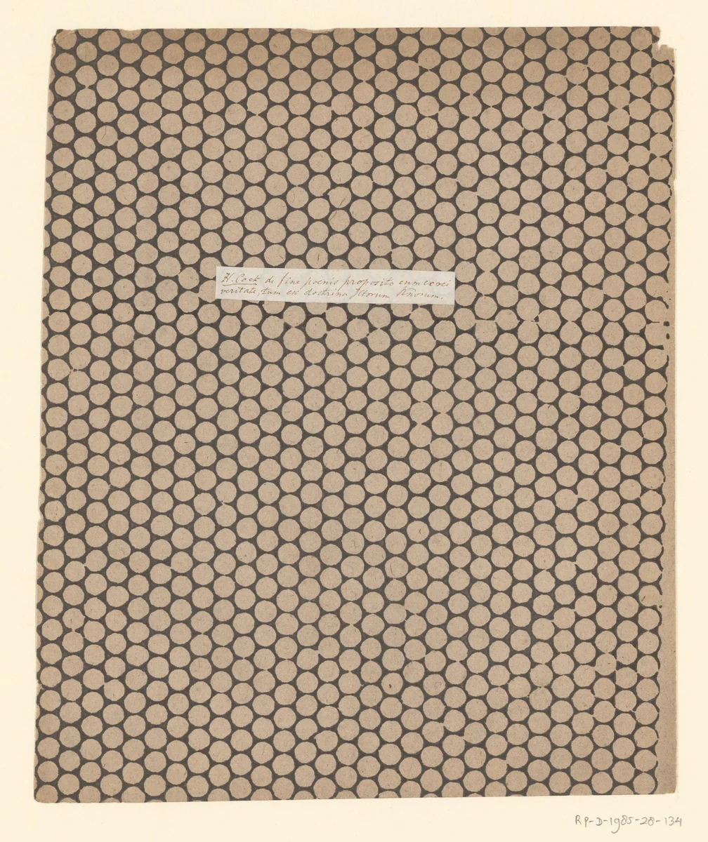 Blad met rasterpatroon van uitgespaarde cirkels by anonymous, other, 1750-1900
