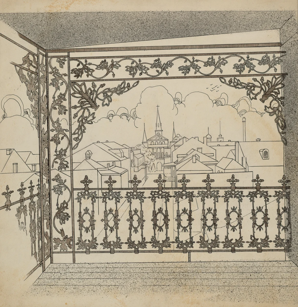 Iron Balcony by Lucien Verbeke, index of american design, 1936