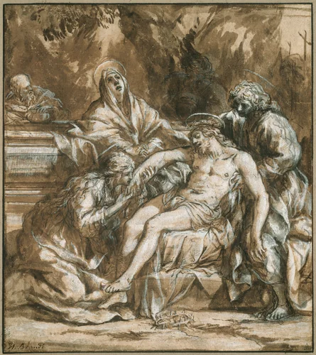Lamentation over the Dead Christ by Pietro da Cortona, drawing, 1635