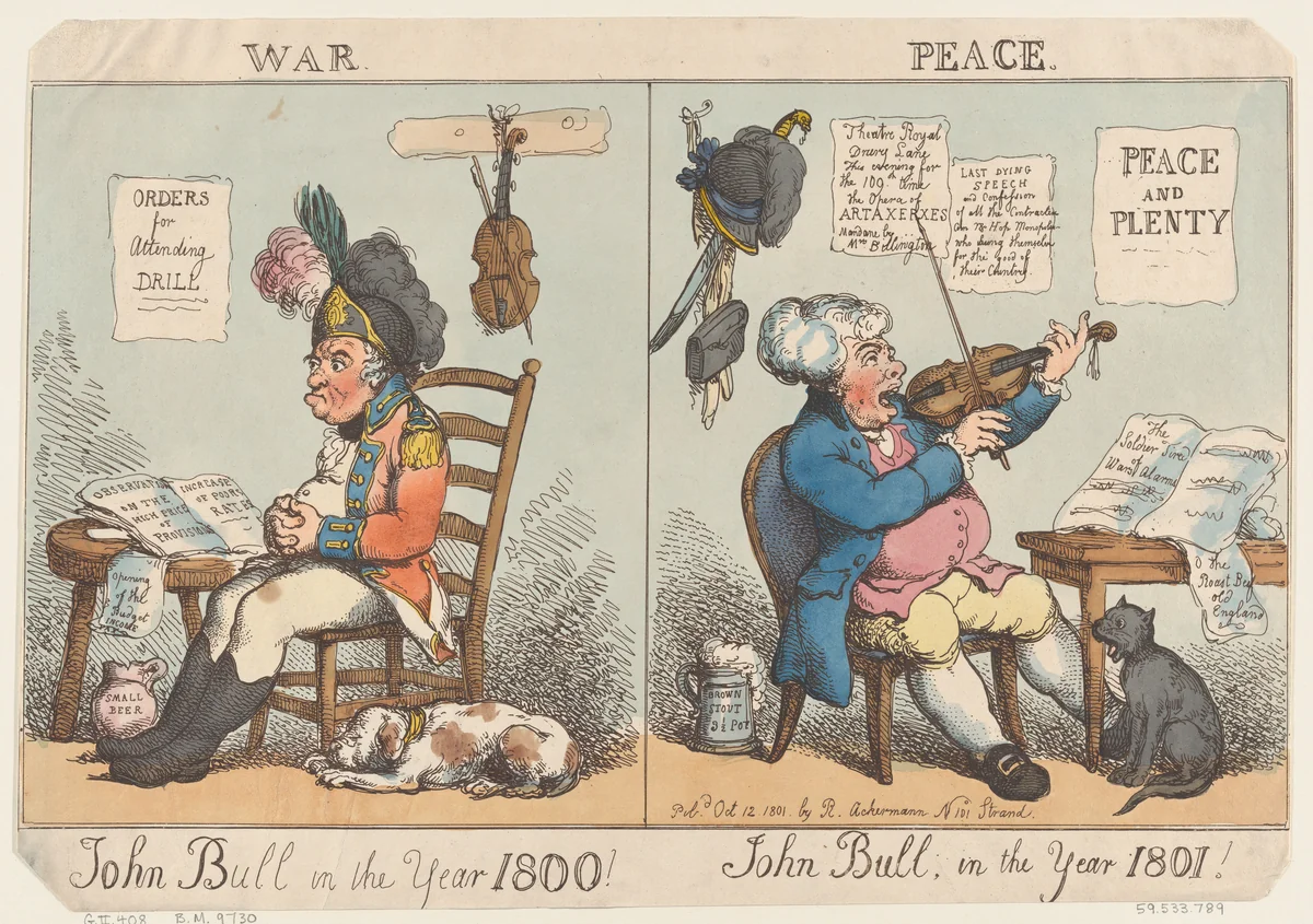 John Bull in the Year 1800! John Bull in the year 1801! by Thomas Rowlandson, print, 1801