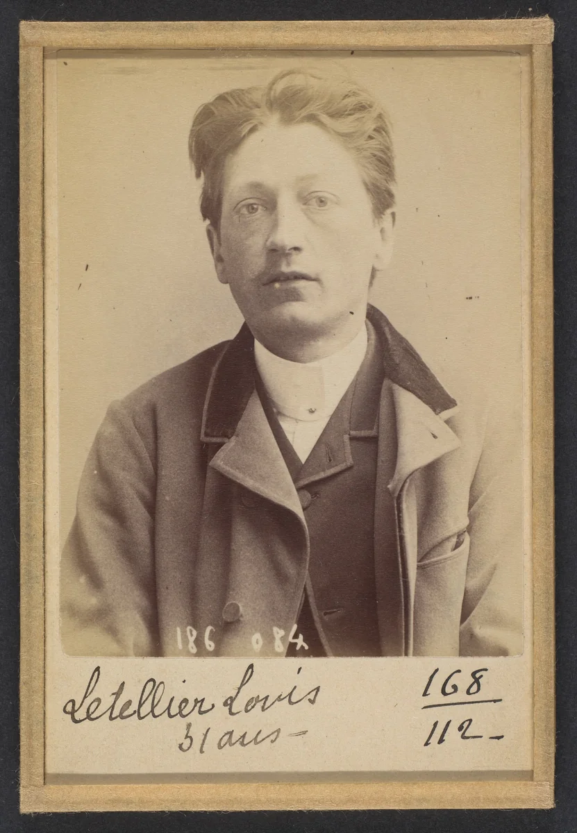 Letellier. Louis, Auguste. 29 ans, né à Rouen (Seine-Inférieure). Employé. Anarchiste. 23/4/92. by Alphonse Bertillon, photograph, 1892