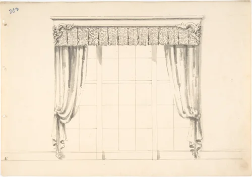 Design for Fringed Curtains by anonymous, drawing, 1800-1850