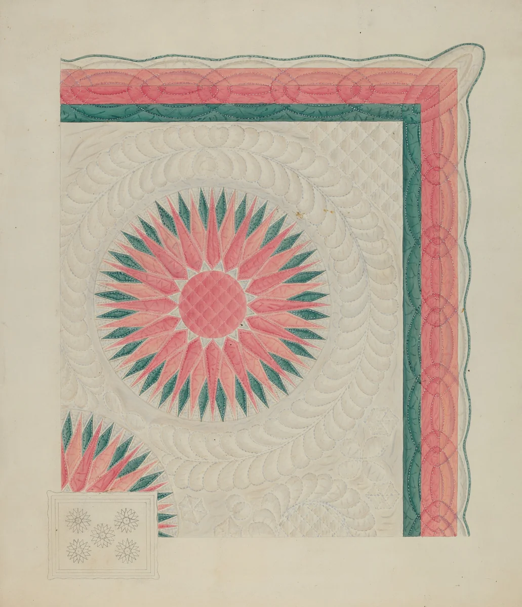 Quilt by Therkel Anderson, index of american design, 1937