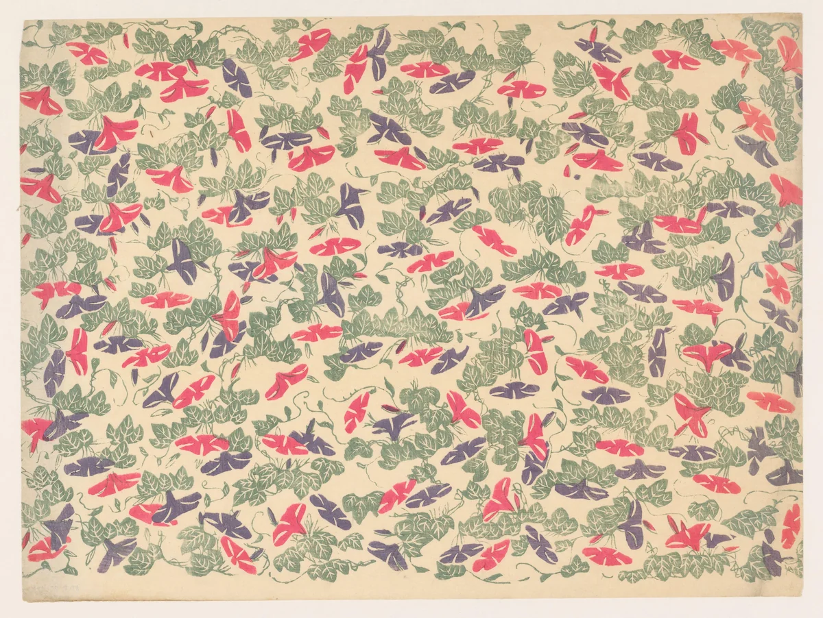 Patroon van bladranken en bloemen van de winde by anonymous, other, 1860-1930