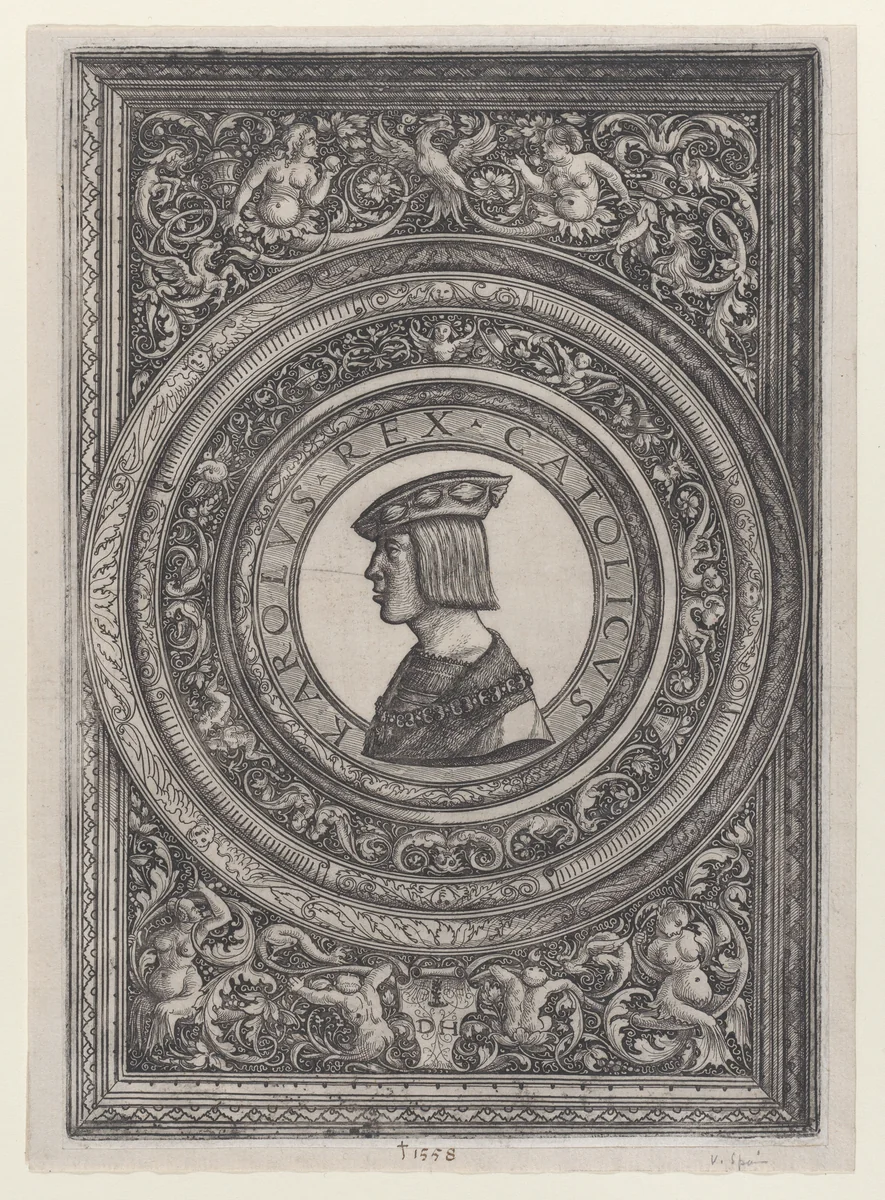 Portrait of Emperor Charles V by Daniel Hopfer, print, 1514-1524