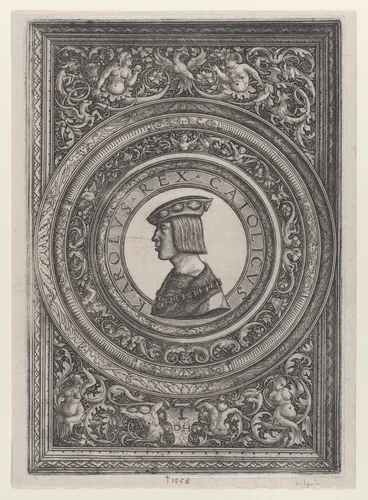 Portrait of Emperor Charles V by Daniel Hopfer, print, 1514-1524