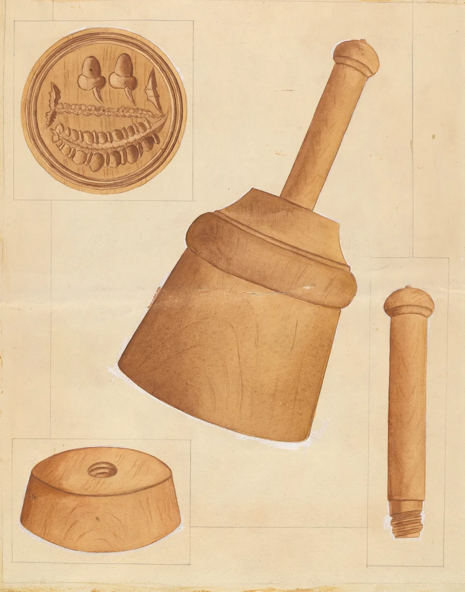 Butter Print and Mold by Anthony Zuccarello, index of american design, 1936