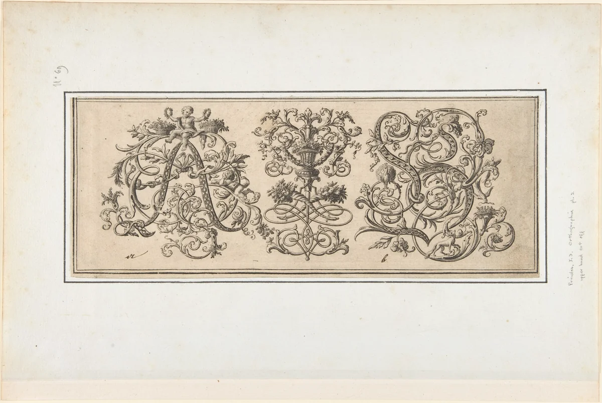 Plate 2, from "Orthographia" by Johann Daniel Preissler, print, 1680-1737