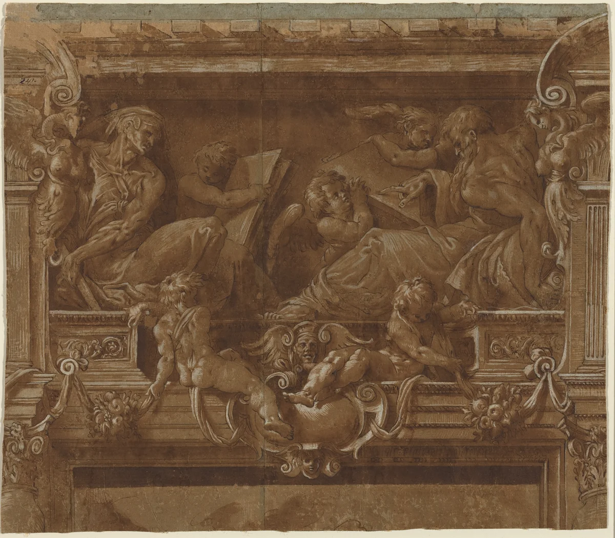 Prophet and Sybil by Jacopo Zanguidi, drawing, 1500-1599