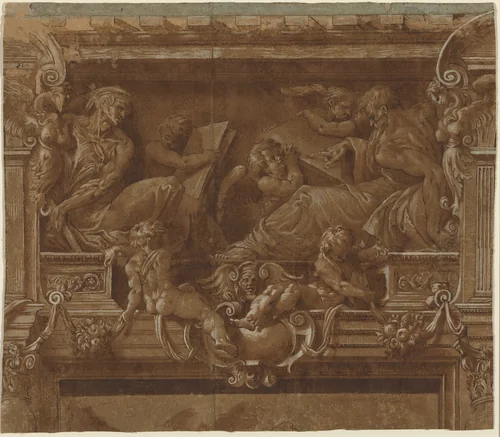 Prophet and Sybil by Jacopo Zanguidi, drawing, 1500-1599