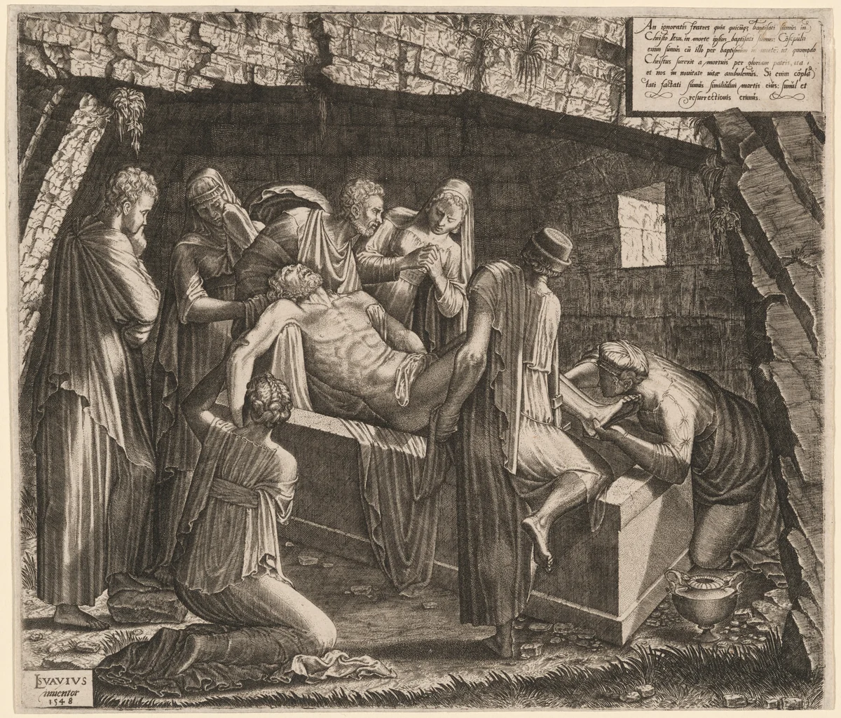 The Entombment by Lambert Suavius, print, 1548