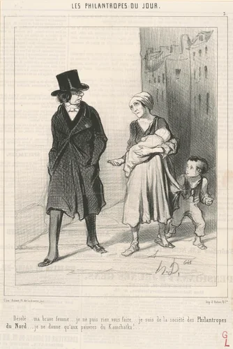 Désolé ... Je suis de la société des philantropes du nord ... by Honoré Daumier, print, 1844