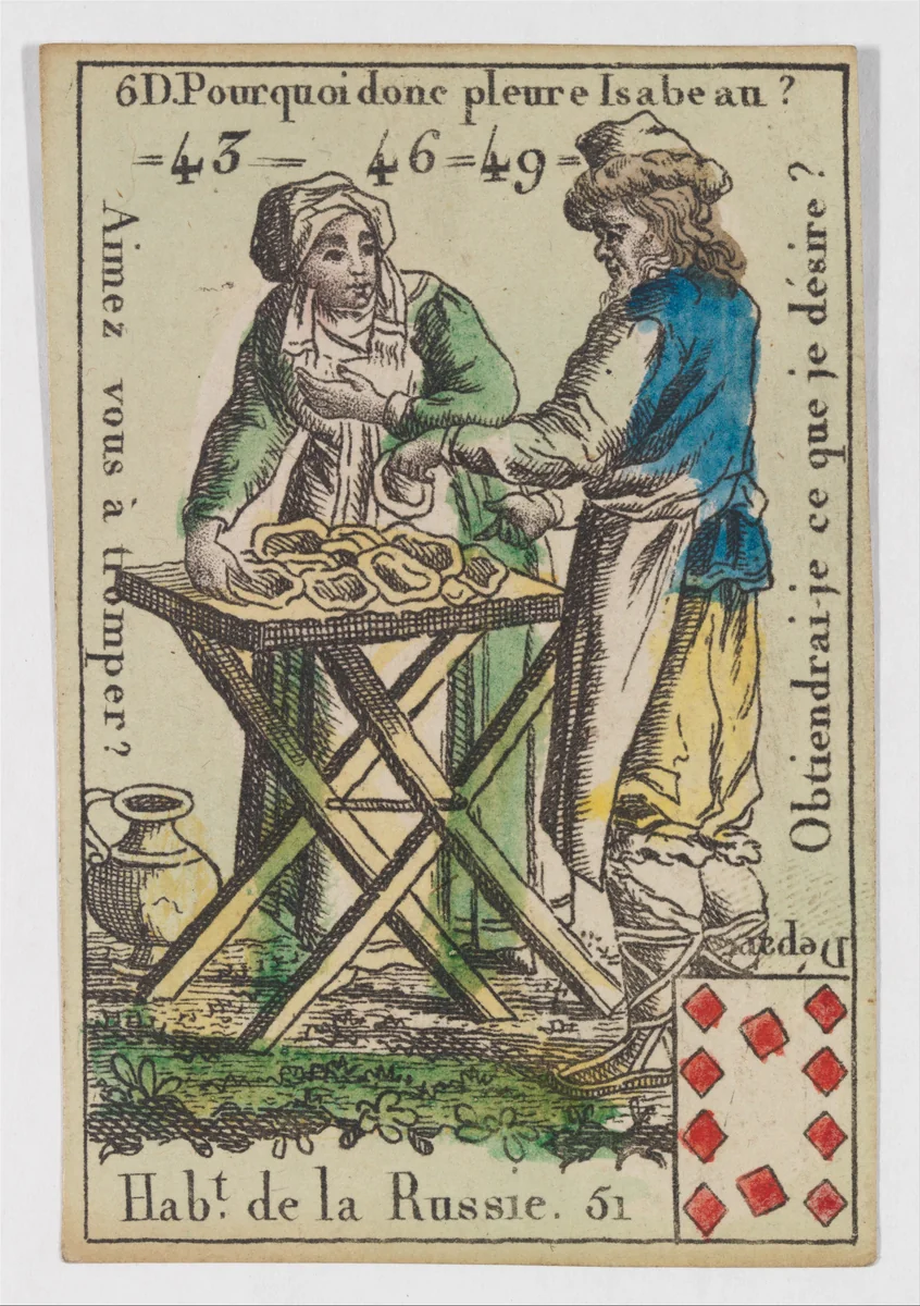 Hab.t de la Russie, from the playing cards (for quartets) "Costumes des Peuples Étrangers" by anonymous, print, 1700-1799