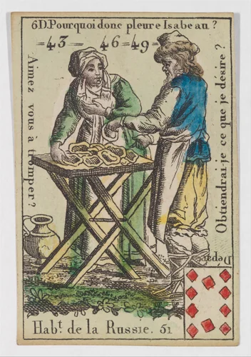 Hab.t de la Russie, from the playing cards (for quartets) "Costumes des Peuples Étrangers" by anonymous, print, 1700-1799