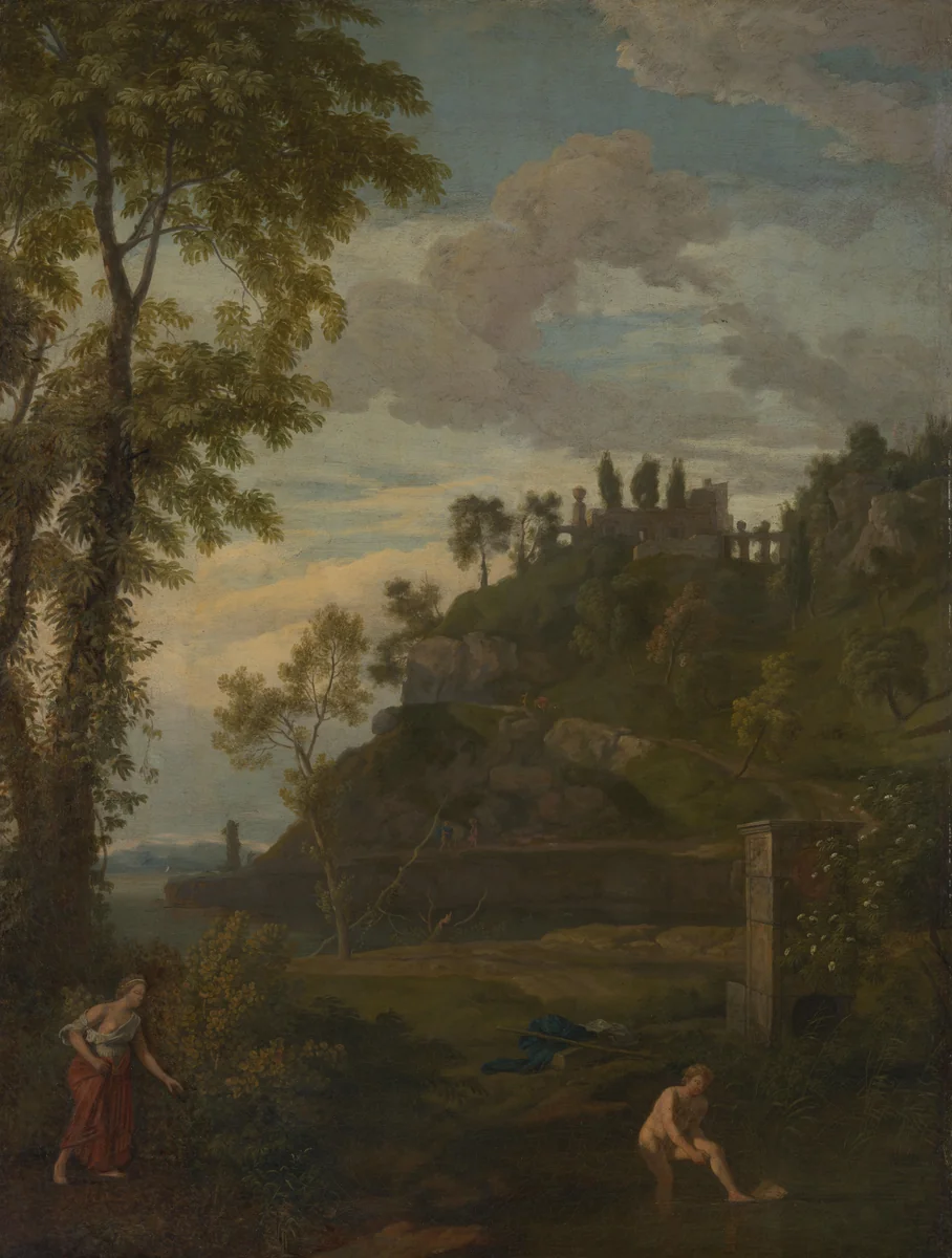 Arcadian Landscape with Salmacis and Hermaphroditus by Johannes Glauber, painting, 1680-1726