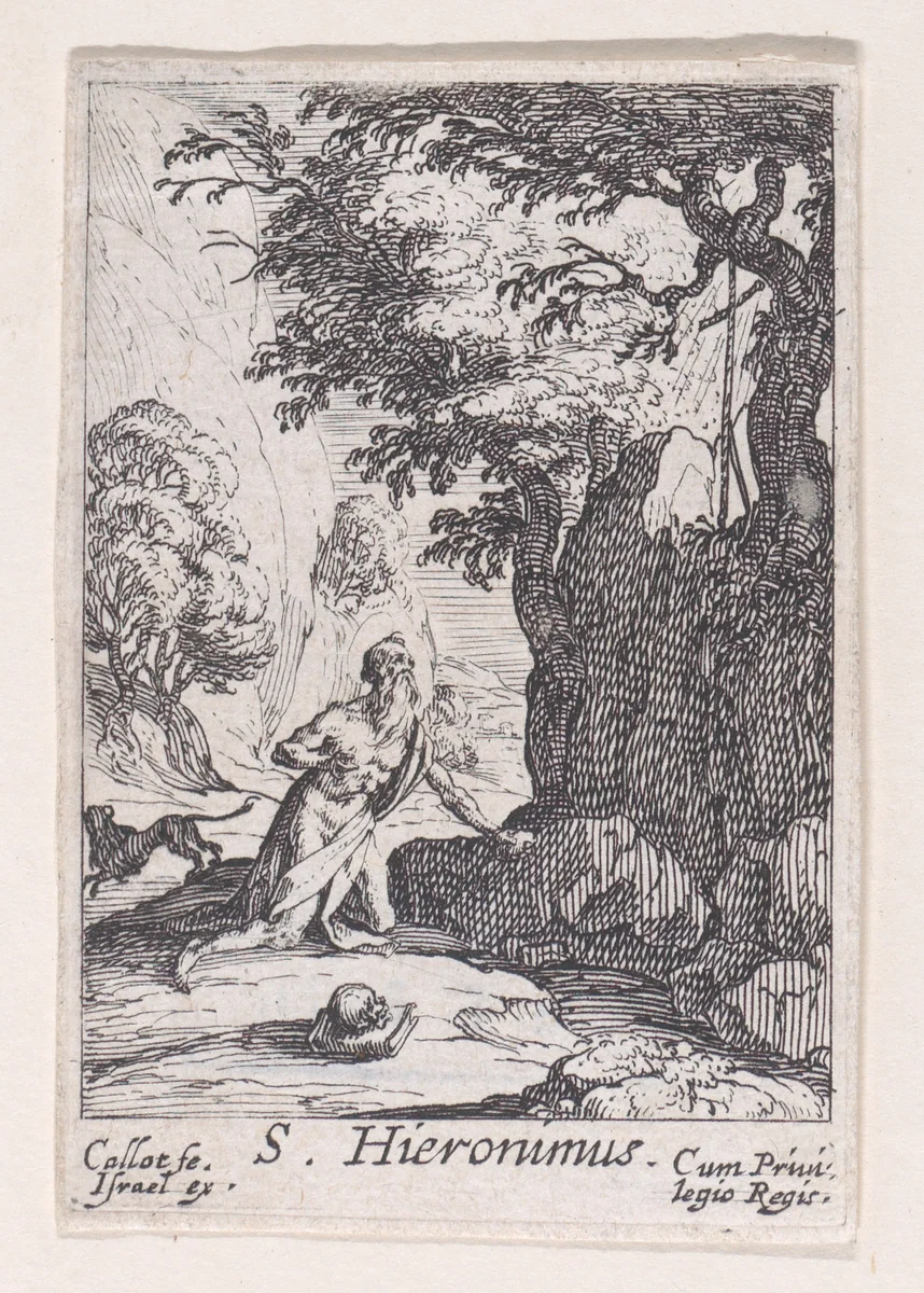 St. Jerome, from "Les Pénitents et Pénitentes" (The Penitents) by Jacques Callot, print, 1627-1637