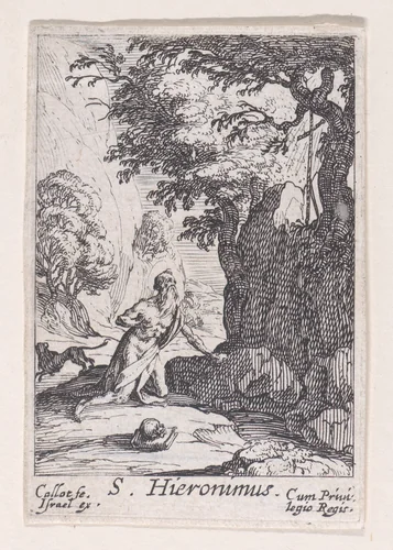 St. Jerome, from "Les Pénitents et Pénitentes" (The Penitents) by Jacques Callot, print, 1627-1637