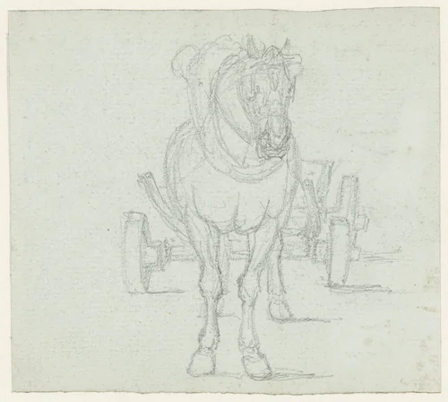Paard voor een sleperskar by Georges Michel, drawing, 1773-1843
