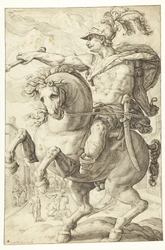 Marcus Curtius by Lucas van Haelwech, drawing, 1602