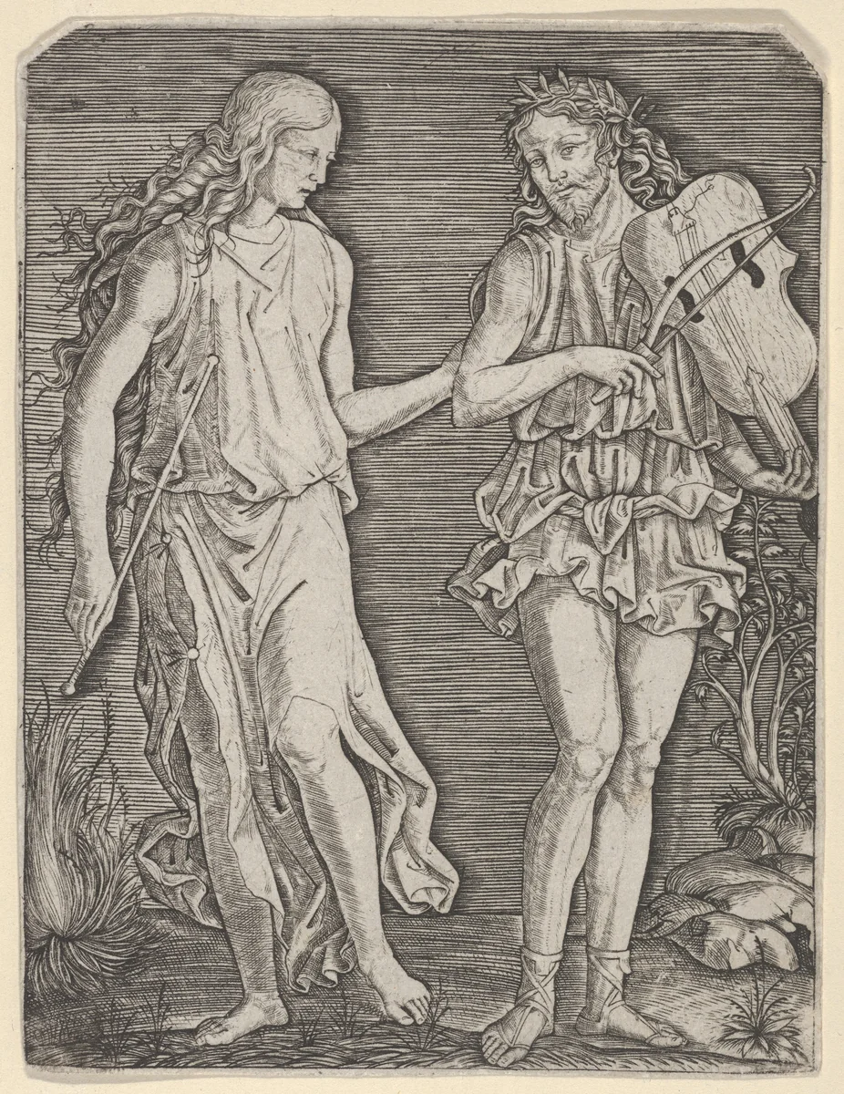 Orpheus and Eurydice by Marcantonio Raimondi, print, 1495-1511