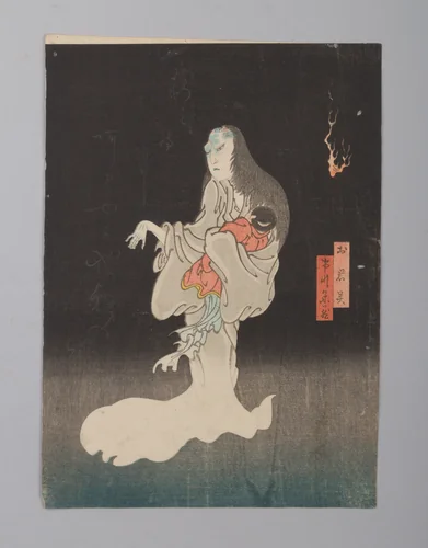 Ichikawa Yonezō as the Ghost of Oiwa by Enjaku (猿雀), print, 1865