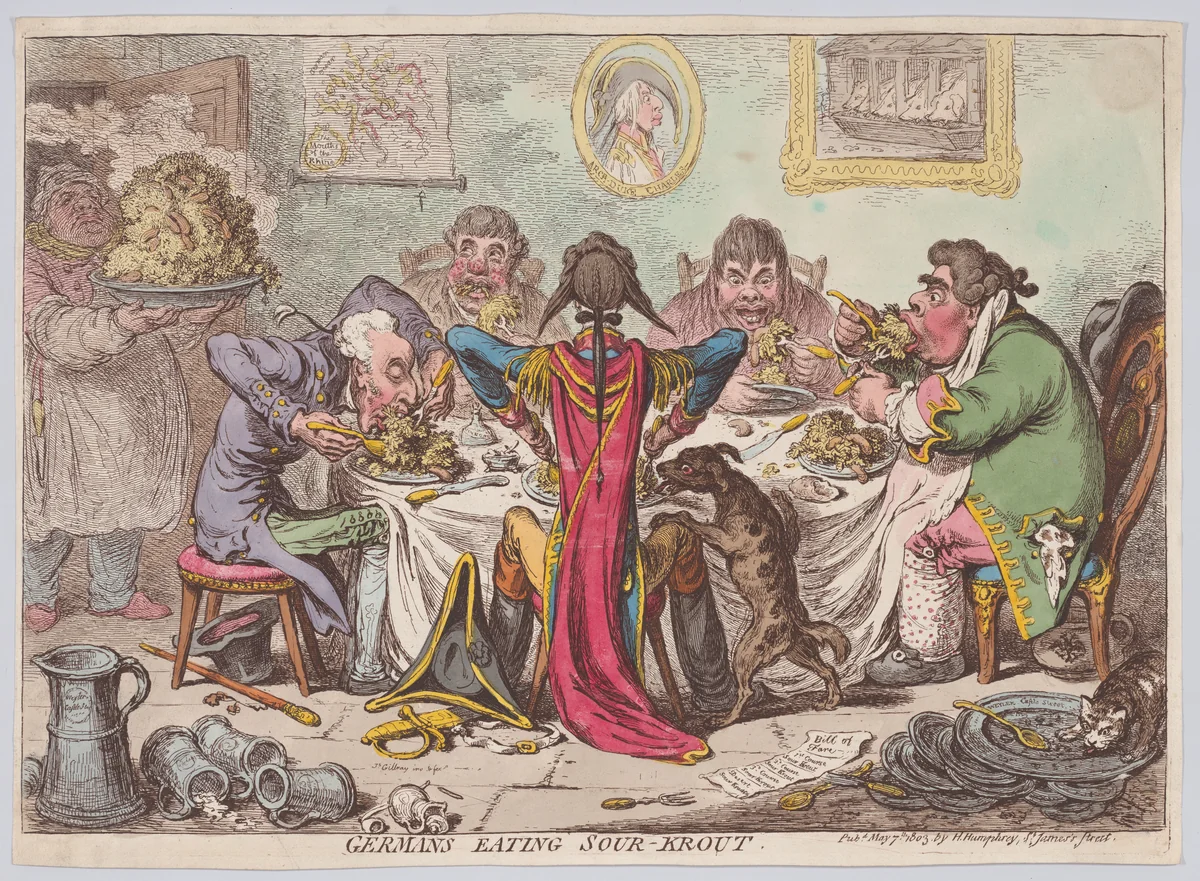 Germans Eating Sour-Krout by James Gillray, print, 1803
