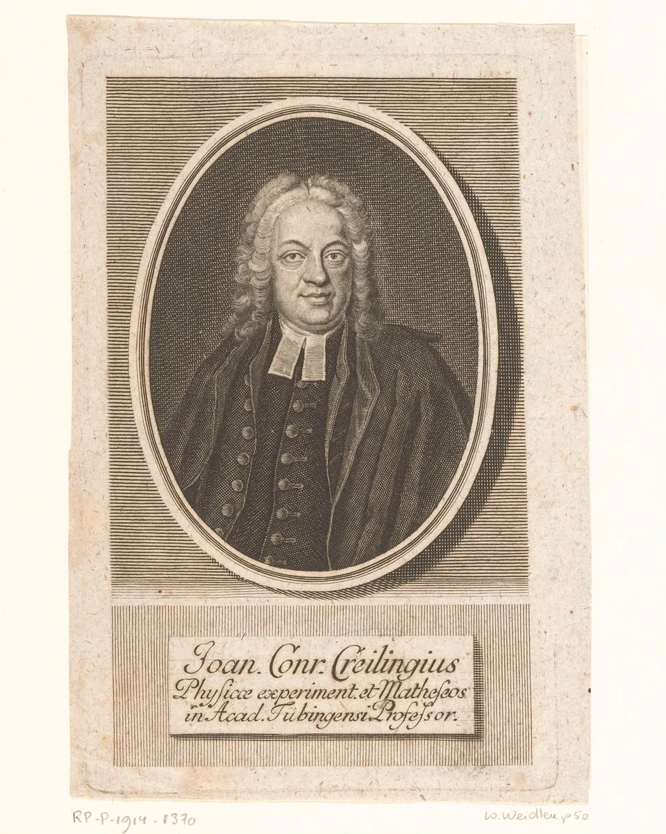 Portret van Johann Conrad Creiling by Johann Martin Bernigeroth, print, 1742