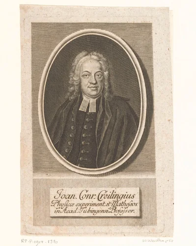 Portret van Johann Conrad Creiling by Johann Martin Bernigeroth, print, 1742