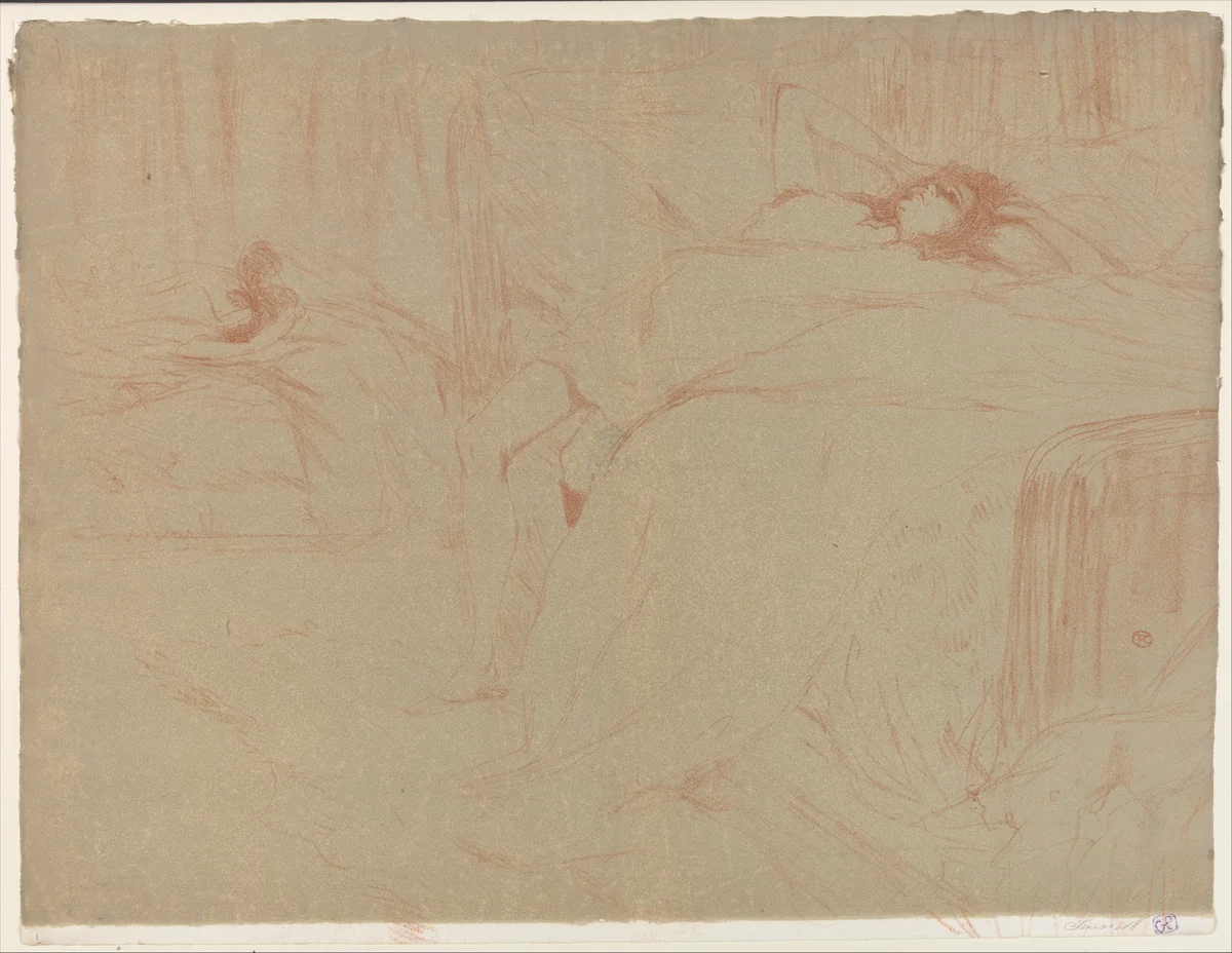 Collapsed on the Bed, from "Elles" by Henri de Toulouse-Lautrec, print, 1896