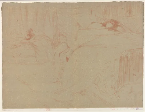 Collapsed on the Bed, from "Elles" by Henri de Toulouse-Lautrec, print, 1896