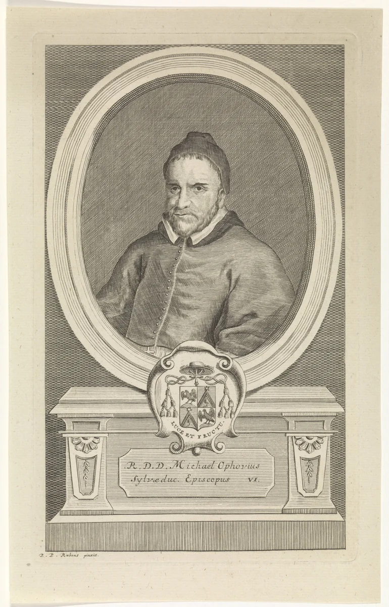 Portret van Michael Ophovius by Jan Baptist Jongelinx, print, 1710-1725