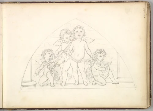 Four Musical Putti by Frederic Leighton, drawing, 1844-1854