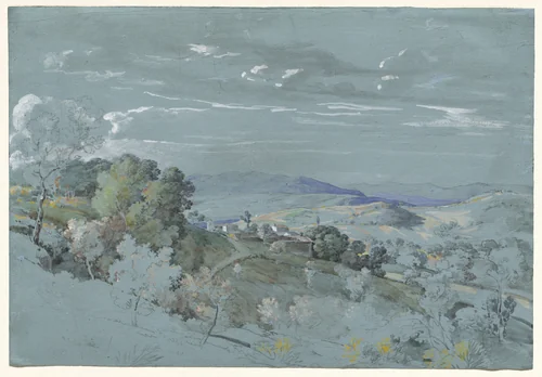 The Hills of Umbria near Perugia by Johann Georg von Dillis, drawing, 1830-1832