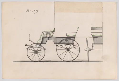 Design for T-Cart, no. 3379 by Brewster & Co., drawing, 1877