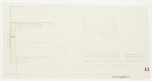 Tugendhat House, Brno, Czech Republic, Governess's bed. Plan, elevations, section. by Ludwig Mies van der Rohe, mies van der rohe archive, 1928