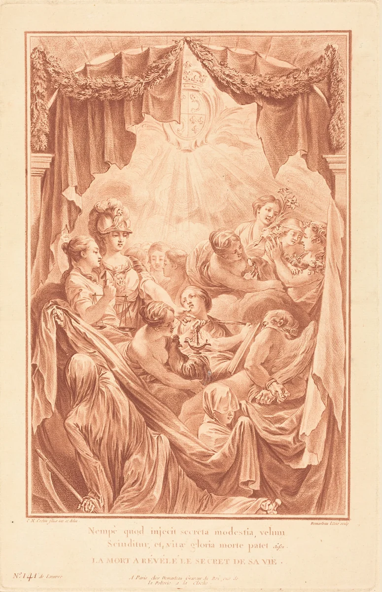 Allegory on the Death of the Dauphin by Gilles Demarteau Charles-Nicolas Cochin II, print, 1767
