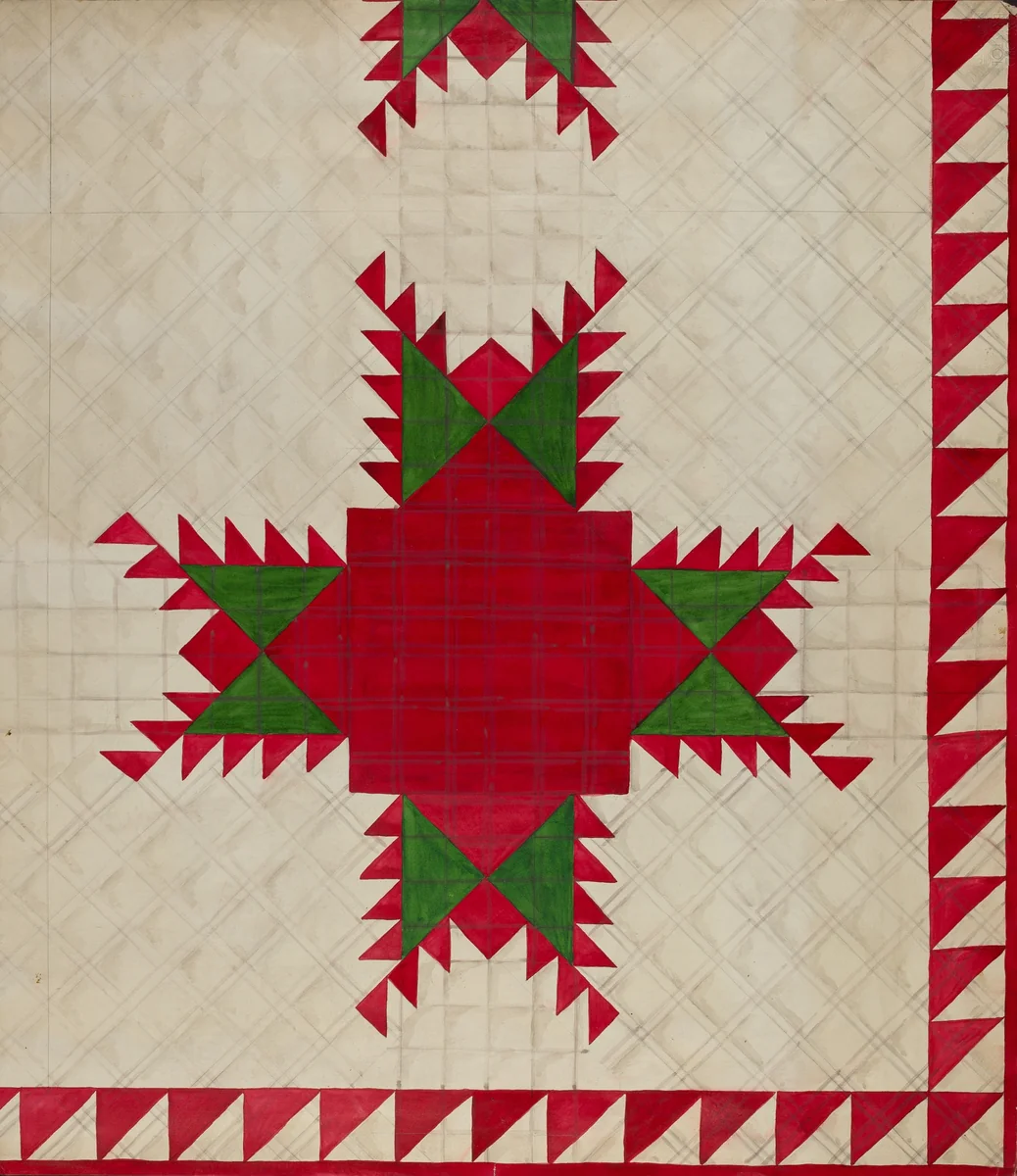 Feathered Star Quilt by Katherine Hastings, index of american design, 1936