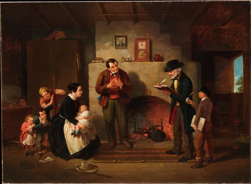Taking the Census by Francis William Edmonds, artwork, 1854
