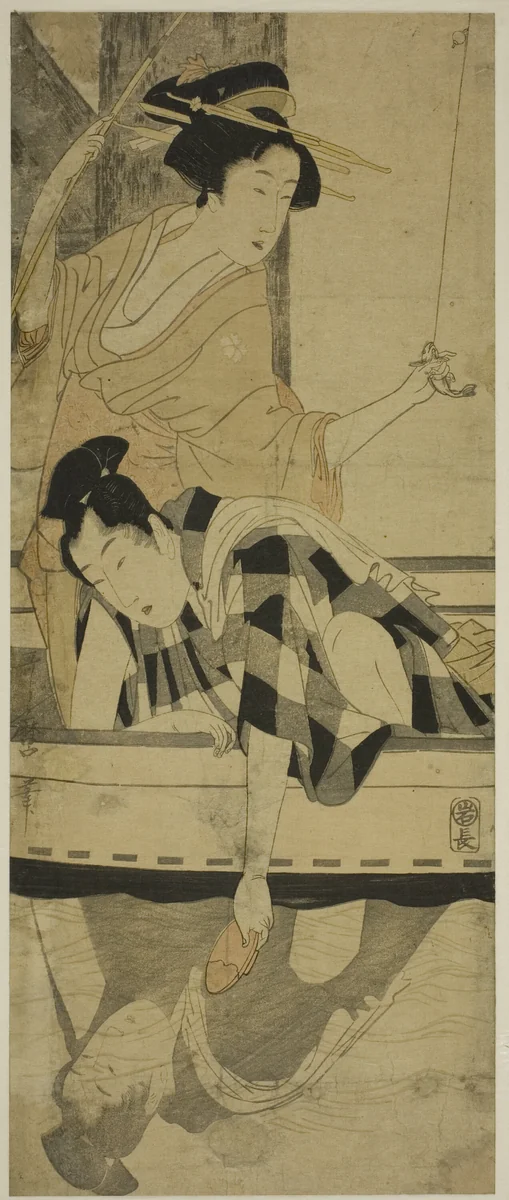 Fishing beneath a Bridge by Kitagawa Utamaro (喜多川歌麿), print, 1795-1805