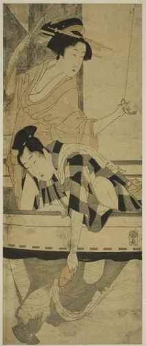 Fishing beneath a Bridge by Kitagawa Utamaro (喜多川歌麿), print, 1795-1805
