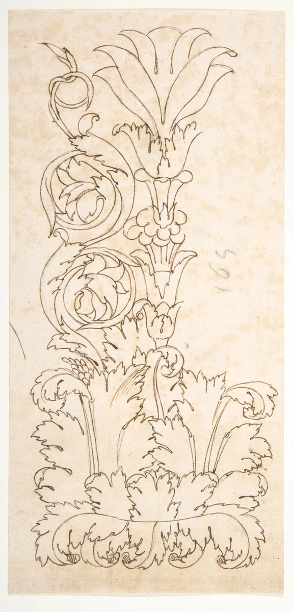 Ornamental drawings (recto) blank (verso) by anonymous, drawing, 1500-1560