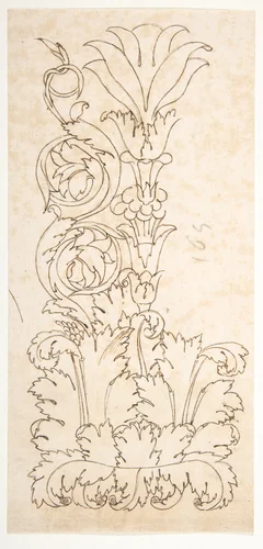 Ornamental drawings (recto) blank (verso) by anonymous, drawing, 1500-1560