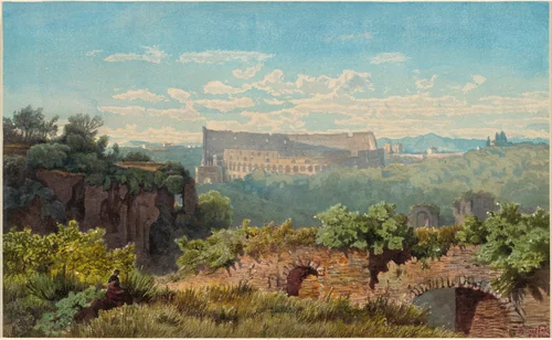 The Colosseum Seen from the Palatine Hill by Julius Zielke, drawing, 1860